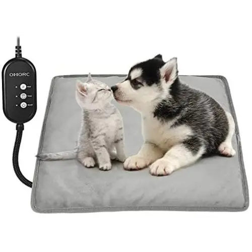 OMORC Pet Heating Pad, 12V Safe Cat Heating Pad with 3 Level Timer & Temperature Settings & 2 Replaceable Cover, Auto Power-off Built-in Thermostats and Anti-Bite Tube, 18'' x 18'' Mat for Dog Cat Pets OMORC Pet Heating Pad, 12V Safe Cat Heating Pad with 3 Level Timer & Temperature Settings & 2 Replaceable Cover, Auto Power-off Built-in Thermostats and Anti-Bite Tube, 18'' x 18'' Mat for Dog Cat Pets