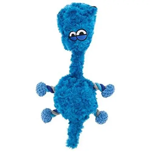 TOP PAW Plush Blue Dino Rope Squeaker Dog ToyLarge