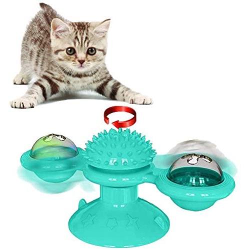 HANDSONIC Cat Toys, Interactive Cat Toy with Suction Cup Portable, Windmill Cat Toys for Indoor Cats