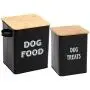 Pethiy Dog Food and Treats Storage tin Containers Set with Scoop for Dogs-Tight Fitting Wood Lids-Coated Carbon Steel-Storage Canister Tins Pethiy Dog Food and Treats Storage tin Containers Set with Scoop for Dogs-Tight Fitting Wood Lids-Coated Carbon Steel-Storage Canister Tins