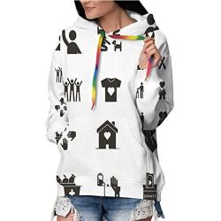 Cute Doodle Houses on Blackboard -.- -,Womens Pullover Hoodies with Big Pocket House S
