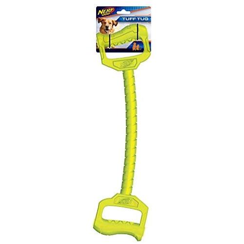 Nerf Dog 2-Handle Tug Dog Toy, Lightweight, Durable and Water Resistant, 19 Inches, for Medium/Large Breeds, Single Unit, Green