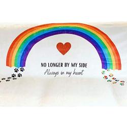 Catrageous Pet Memorial Blanket - Over The Rainbow Bridge Bereavement Gift for Dog or Cat Loss - with Comforting Heartfelt Sentiment and Colorful Pawprints