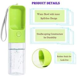 Sofunii Dog Water Bottle for Walking, Portable Pet Travel Water Drink Cup Mug Dish Bowl Dispenser, Made of Food-Grade Material Leak Proof & BPA Free - 15oz Capacity (Green)