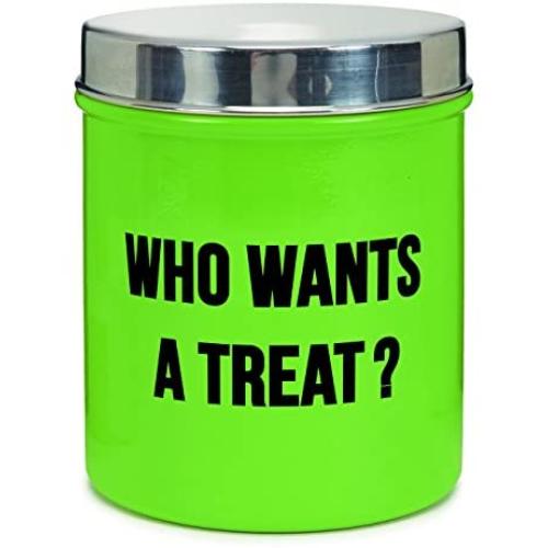 Proselect Chitchat Stainless Steel Dog Treat Canister, Green, 40 oz
