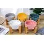 LIONWEI LIONWELI Ceramic Elevated Raised Cat Bowl with Wood Stand No Spill Pet Food Water Feeder Cats Small Dogs LIONWEI LIONWELI Ceramic Elevated Raised Cat Bowl with Wood Stand No Spill Pet Food Water Feeder Cats Small Dogs