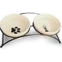 MushroomCat Pet Personalized Cute Feeder Double Ceramic Cat Dog Bowl Dishes Elevated Food and Water Bowls with Metal Raised Antiskid Stand