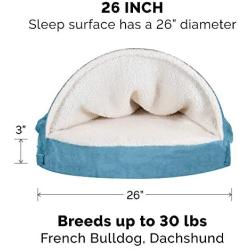 Furhaven Pet - Plush Ergonomic Orthopedic Foam Mattress Dog Bed, Round Snuggery Hooded Dog Bed, and ThermaNAP Self-Warming Quilted Cat Bed Pad for Dogs and Cats - Multiple Styles, Sizes, and Colors