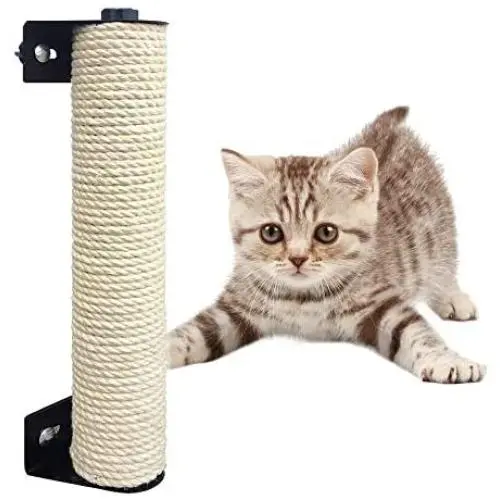 YOUDirect Cat Scratching Post, Wall Mounted Cat Scratcher Claws Grinding Pole for Cat Cage, Natural Sisal Scratching Post for Small Cats Kittens YOUDirect Cat Scratching Post, Wall Mounted Cat Scratcher Claws Grinding Pole for Cat Cage, Natural Sisal Scratching Post for Small Cats Kittens