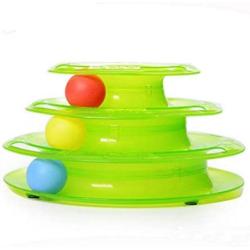 WWQY Removable Plastic Funny Cat Turntable Puzzle Toy Easy to assemble pet Supplies Cat Toy with Three-color Moving Ball, green