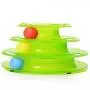 WWQY Removable Plastic Funny Cat Turntable Puzzle Toy Easy to assemble pet Supplies Cat Toy with Three-color Moving Ball, green