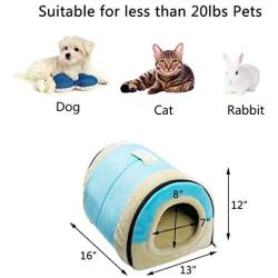 Hollypet Crystal Velvet Self-Warming 2 in 1 Foldable Cave House Shape Nest Pet Sleeping Bed for Cats and Small Dogs