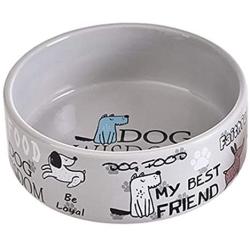 HOHOO Ceramic Dog Bowls Cartoon Pattern Heavyweight, Chew-Proof, for Puppy, Dishwasher and Microwave Safe