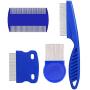 BEATURE 4 Pieces Pet Supplies Combs, Dog Accessories, Grooming Combs for Cats Dogs, Tear Stain Remover Comb Set, Fine Tooth Stainless Steel Hair Combs Remove Float Hair and Dandruff (Blue)