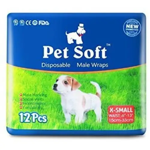 Pet Male Dog Wraps - Disposable Dog Diapers 48 Count (48 XS)