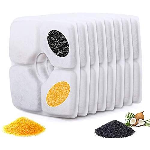 Dycsin Cat Water Fountain Filter Replacement 8 Pack Carbon Filters for Pet Flowers Fountain Helps to Increase Water Consumption and Keep Pets Healthy