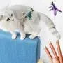 ocijf179 Cat Teaser Pet Cat Kitten Teaser Beads Bell Feather Playing Steel Wire Stick Wand Chew Toy - Green