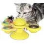 USAMS Windmill Cat Toy, Pet Interactive Puzzle Training Turntable Teasing Toys, Scratching Tickle Cats Hair Brush, Built-in Rotating and Suction Cup Base