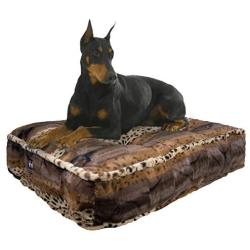 BESSIE AND BARNIE Wild Kingdom Extra Plush Faux Fur Sicilian Rectangle Pet/Dog Bed (Multiple Sizes)