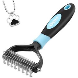 Pet Grooming Tool, 2 Sided Undercoat Rake Grooming Brush for Easy Mats & Tangles Removing, Safe Dematting Comb for Dogs & Cats