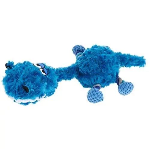 TOP PAW Plush Blue Dino Rope Squeaker Dog ToyLarge