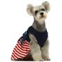 Fitwarm 100% Cotton Striped Dog Dress Doggie Clothes Puppy Vest Dress Pet Cat Apparel Blue Red