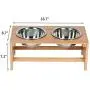 PETUPPY Bamboo Elevated Pet Feeder(7'' Tall),Raised Dog Bowls,Elevated Dog Feeder with 2 Stainless Steel Bowls for Food and Water,for Medium/Large Dogs. PETUPPY Bamboo Elevated Pet Feeder(7'' Tall),Raised Dog Bowls,Elevated Dog Feeder with 2 Stainless Steel Bowls for Food and Water,for Medium/Large Dogs.