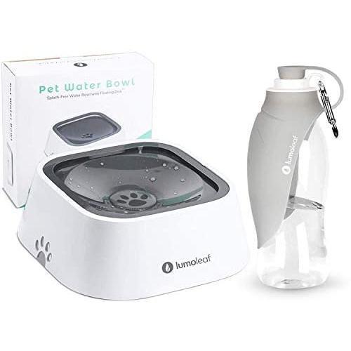 LumoLeaf No Spill Dog Water Bowl + Dog Water Bottle, No-Spill& No-Leak Travel Accessories for Walking, Hiking and Traveling.