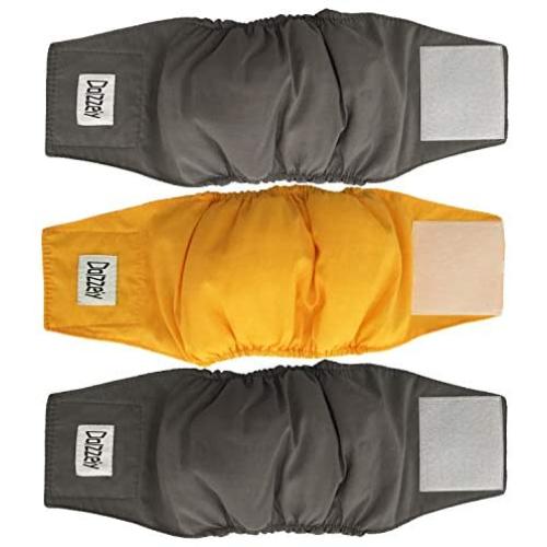 Dolzzeiy 3 Pack Dog Cloth Diaper Machine Washable Dog Belly Band Durable Dog Wrap High Absorbing Dog Suspends Reusable Male Dog Diaper (Medium)