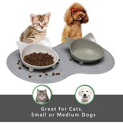 Upgrade Cat Food Mat, Cat Mat for 2 Bowls, Grade Silicone Dog Food Mat Dog Mat for Dog Bowl Cat Mat for 2 Bowls Cat Feeding Mat Dog Mat for Dog Bowl Non Slip Pet Food Mat