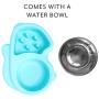 Slow Feed Anti-Choke Pet Bowl Feeder with Stainless Steel Metal Dog Water Bowl - Prevents Pets Eating Quickly Avoids Bloat - Squirrel Pattern (Green, Pink, Blue)