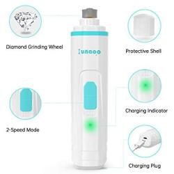 lunaoo Dog Nail Grinder Upgraded Dog Nail Clippers with 2-Speed Low Noise Portable & Rechargeable Dog Nail Trimmers, Gentle Painless Pet Nail Grinder for Small Large Dogs & Cats (2 Grinding Wheel)