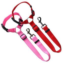 hanwey Heavy Duty Dog Leash Adjustable Safety Leads Pet Car Seat Belt 2 Pack, Strong and Durable Leashes for Large/Medium Dogs Cats