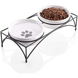 Y YHY Cat Bowls,Elevated Cat Food and Water Bowls with Stand,Raised Pet Bowls for Cats or Dogs,Ceramic Cat Dishes,12 Ounces,Microwave and Dishwasher Safe