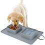 WANTRYAPET Collapsible Dog Bowl, Travel Dog Bowl with Carry Case, Folding Double Expandable, Portable Pet Bowl and Mat, for Cat or Dog, Perfect for Home, Travel, Walks and Camping