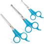 BOSHEL Dog Grooming Scissors Set - 3 Dog Grooming Shears - Safe Rounded Tips - 1 Large Straight Dog Scissors - 1 Micro-serrated Scissors For Trimming Face, Ear, Nose & Paws & 1 Dog Thinning Shears