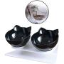 THMY Cat Bowl with Raised Stand, 15°Tilted Platform Cat Feeders Anti-Slip Transparent Cat Food and Water Bowl Detachable Pet Bowl for Cats and Small Dogs, Black
