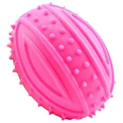 XIHONGSHIR Dog Ball Chew Toys, Rugby Dog Toys Squeaky Balls, Tooth Cleaning, Exercise Game Ball, Nontoxic Bite Resistant,2Pcs (Blue),Pink