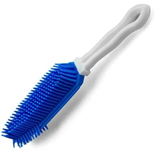 LuxPal Silicone Rubber Pet Grooming Massage Brush Shedding Hair & lint Removal for Dogs & Cats. Great for Car Seats, Carpets and Furniture (Blue)