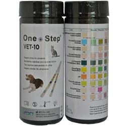 One Step Vet Pet Urine Test Strips Dog, Cat, UTI, Diabetes, Kidney, Liver, Blood, Ketones (VET-10/100 Test)