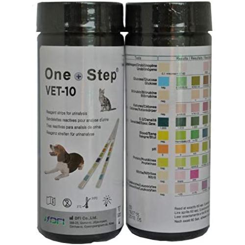 One Step Vet Pet Urine Test Strips Dog, Cat, UTI, Diabetes, Kidney, Liver, Blood, Ketones (VET-10/100 Test)