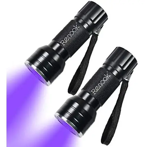 RENOOK 21 LEDs Mini UV Black Light Flashlight - 395nm Detector for Dog Pet Urine Stains Bed Bugs and Scorpions, Authenticate Currency, Detection of Fluorescent Agent for Mother, Camping Must, 2 Pack RENOOK 21 LEDs Mini UV Black Light Flashlight - 395nm Detector for Dog Pet Urine Stains Bed Bugs and Scorpions, Authenticate Currency, Detection of Fluorescent Agent for Mother, Camping Must, 2 Pack