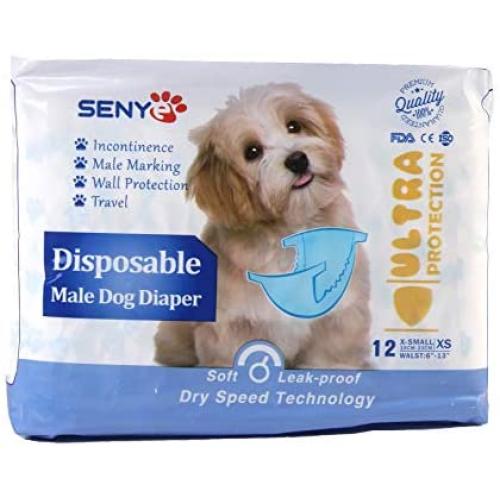 SENYEPETS Disposable Dog Diapers Male Physiological Pants Pet Disposable Wrap 12pcs