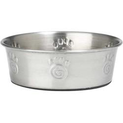 PetRageous 60047 Cayman Classic Non-Skid Stainless-Steel Dishwasher Safe Bowl 2-Cup Capacity 5.25-Inch Diameter 2-Inch Tall for Small Dogs and Cats of Any Size, Metallic