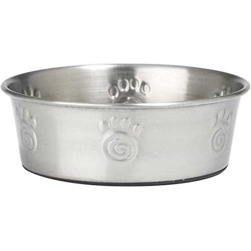PetRageous 60047 Cayman Classic Non-Skid Stainless-Steel Dishwasher Safe Bowl 2-Cup Capacity 5.25-Inch Diameter 2-Inch Tall for Small Dogs and Cats of Any Size, Metallic