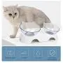 Double Cat Bowl with Stand, Transparent Pet Raised Plastic Bowls for Cat Small Dog
