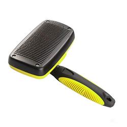 Dogs Retractable Grooming Self Cleaning Slicker Brush for Long Haired Dog Brush for Puppies Cat Brush for Shedding Medium Hair Short Hair Matted Hair Curly Hair Pet (Yellow)