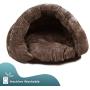 PLS Birdsong The Original Cuddle Pouch Pet Bed (Small), Dog Cave, Covered Hooded Pet Bed, Cosy, for Burrower Cats and Dogs, Brown