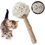 ocijf179 Cat Toy Pet Cat Kitten Wood Matatabi Bell Rattan Ball Snack Stick Molar Chewing Toy - Wood Color