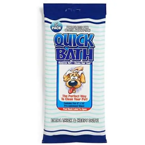International Veterinary Sciences IVS Quick Bath Pet Towelettes, Removes Odor, Extra Thick and Heavy Duty, Made in The USA